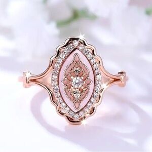 Inlay Design Mother Of Pearl Diamond Rose Gold Ring